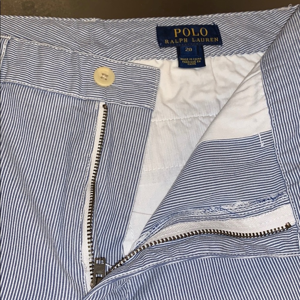 Boys blue & white POLO chino pants.